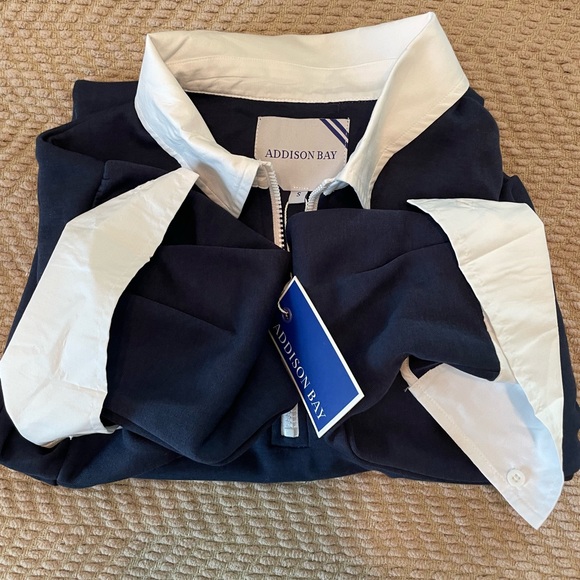 NWT - ADDISON BAY Women's Rugby Sweatshirt Mini Dress, Navy And White, small - Picture 14 of 14